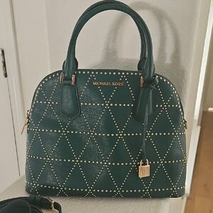 Michael Kors Green Satchel with Gold Hardware